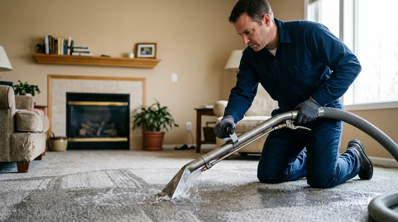 Water damage restoration technician working near Smithfield, PA